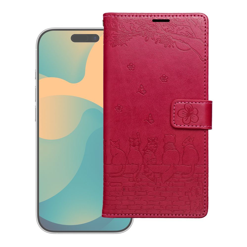 Husa Mezzo Book Flip pentru Samsung S26 Cats Rosu