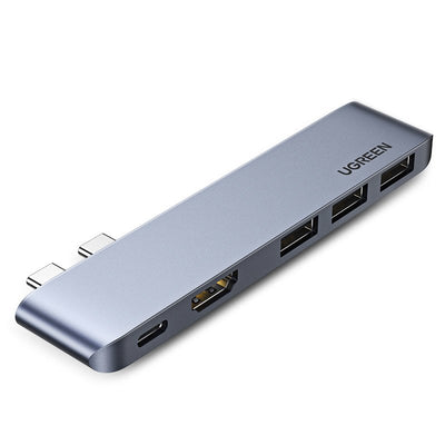 Cablu HUB Ugreen 60559 2x Usb-c / Usb-c PD (Thunderbolt 3, 100W, 4K 60 Hz, 10 Gbps) / Hdmi 4K 30 Hz / 3x USB 3.0 pentru