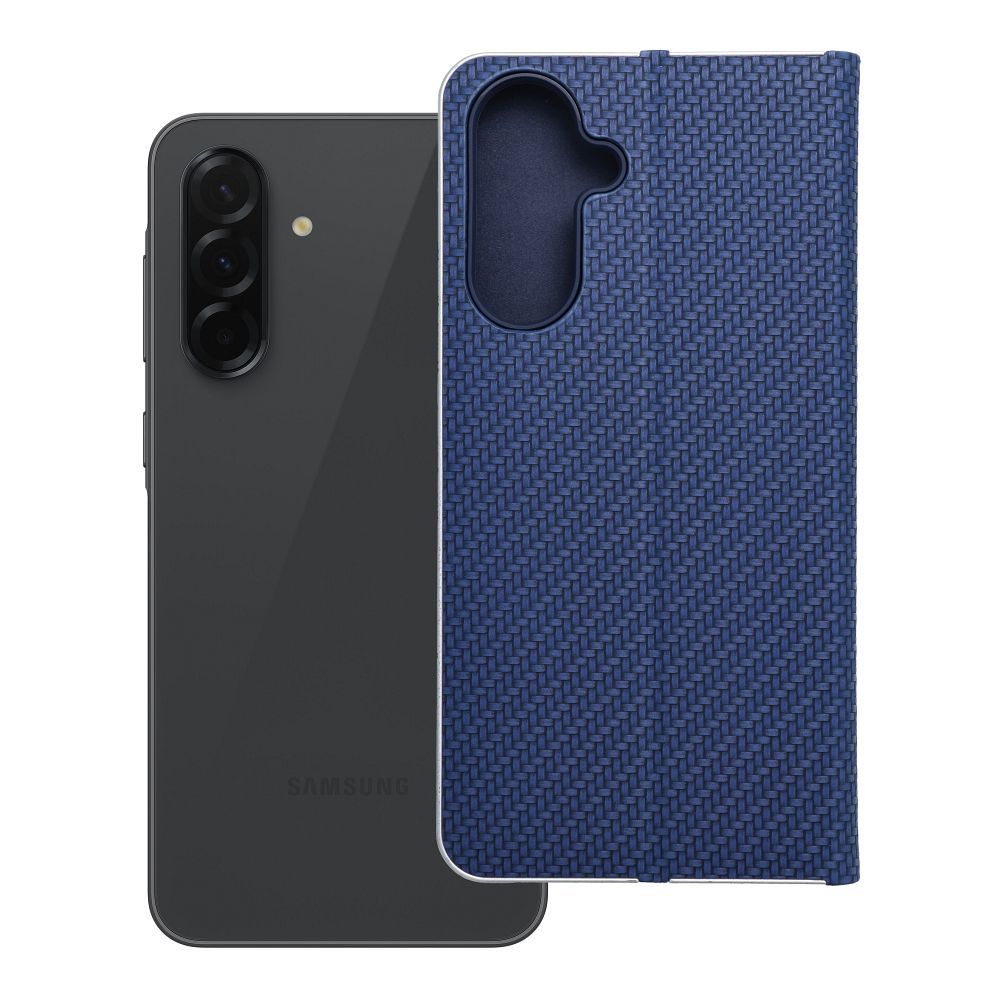 Husa Luna Book Carbon Flip pentru Samsung A36 5G Albastru