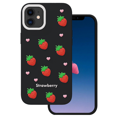 Husa Strawberry pentru iPhone 11 Negru