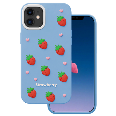 Husa Strawberry pentru iPhone 11 Albastru