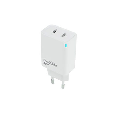 Incarcator Maxlife Mxtc-09-45cc Gan PD QC 2x Usb-c 45W Alb