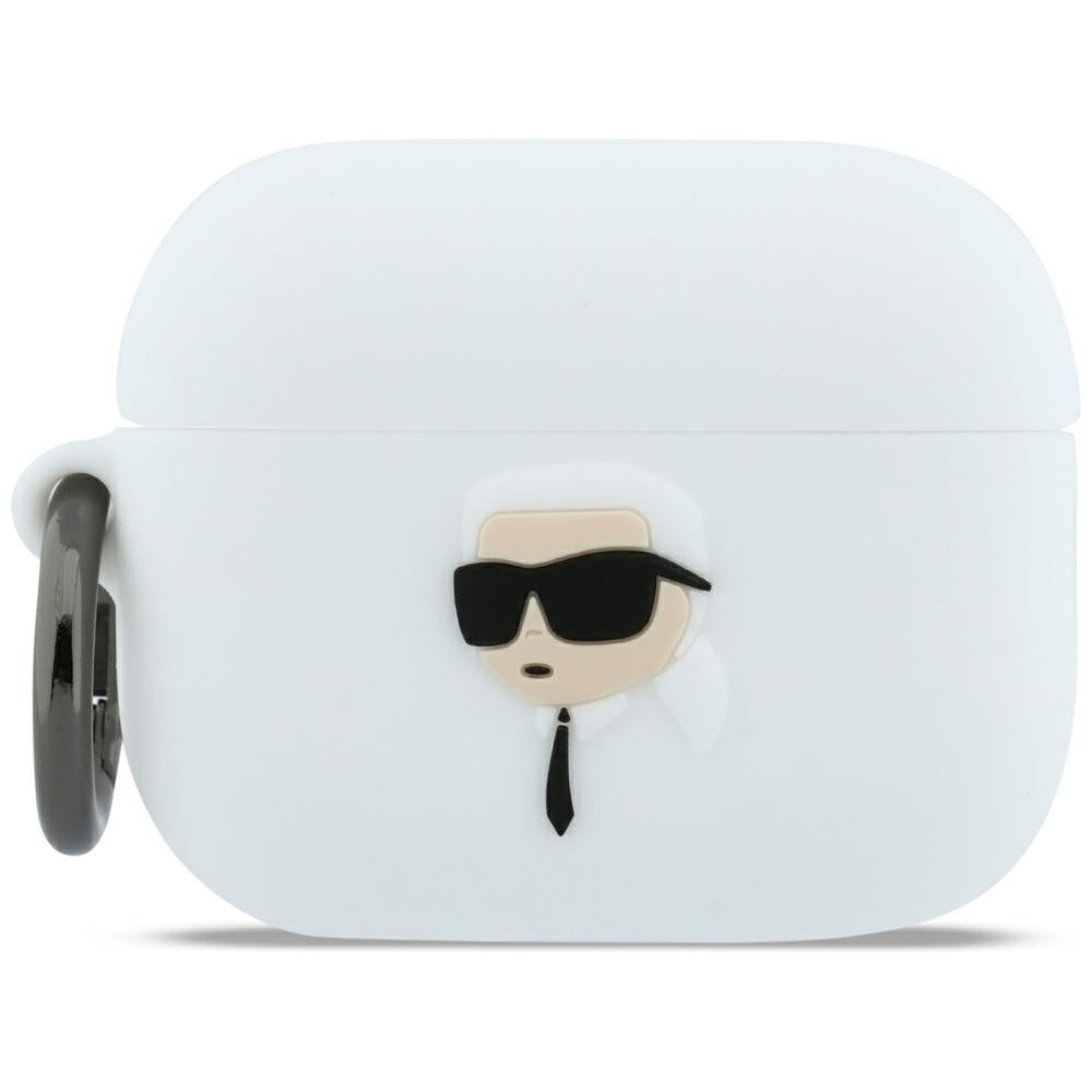 Husa Karl Lagerfeld Silicone Karl Head 3D pentru AirPods Pro 3 Alb