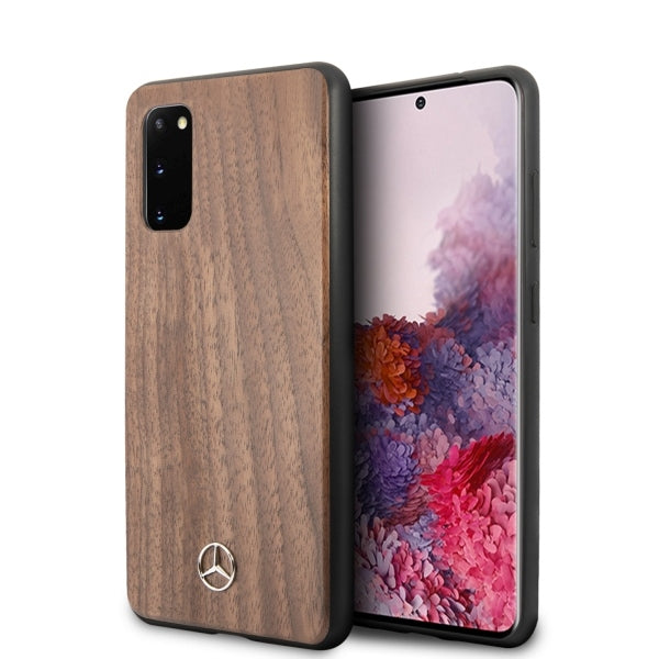 Husa Mercedes Wood Line Walnut pentru Samsung Galaxy S20 - Maro