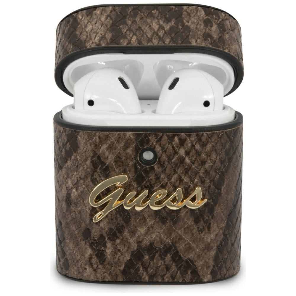 Husa Guess AirPods 1/2 Cover Maro/Maro Python Collection