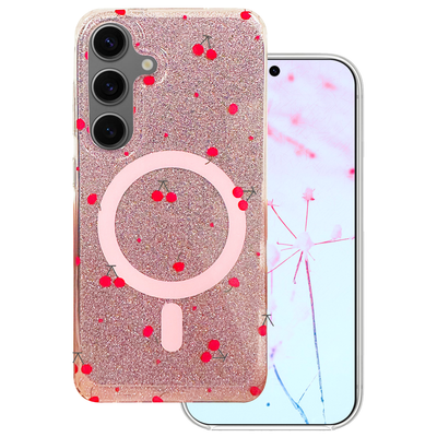 Husa Cherry Mag pentru Samsung Galaxy S24 / S25 Glitter