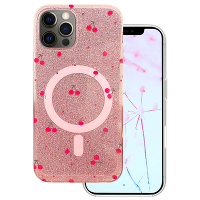 Husa Cherry Mag pentru iPhone 12 / 12 Pro 6,1" Glitter