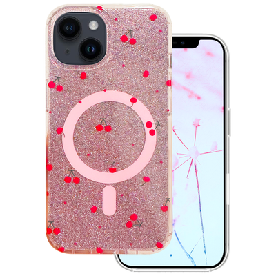 Husa Cherry Mag pentru iPhone 15 6,1" Glitter