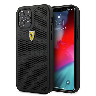 Husa Ferrari Fespehcp12lbk iPhone 12 Pro Max 6.7" Negru/Negru Hardcase On Track Perforated