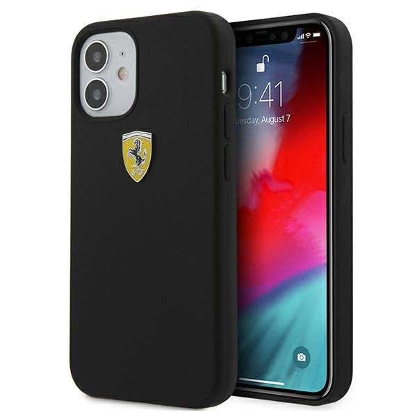 Husa Ferrari Fessihcp12sbk iPhone 12 Mini 5.4" Negru/Negru Hardcase On Track Silicone