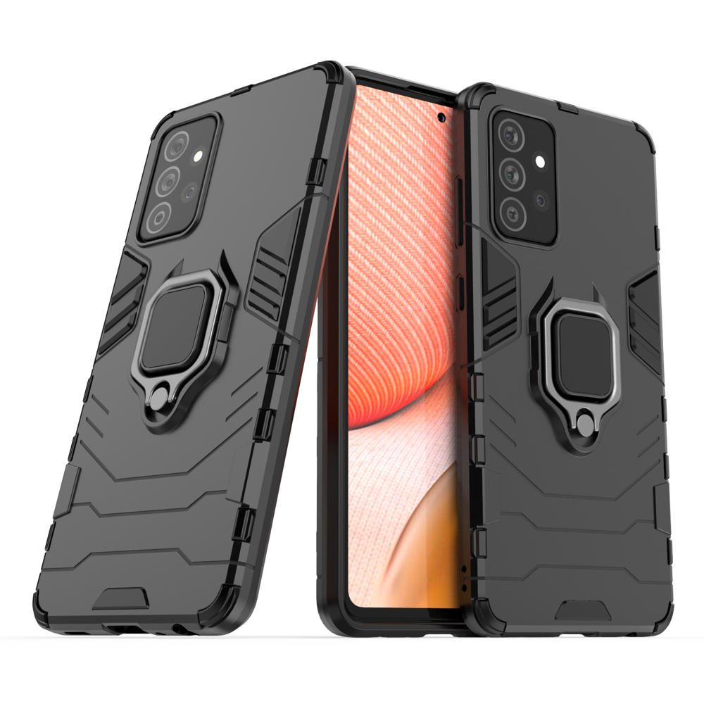 Husa Ring Armor Kickstand Tough Rugged Cover pentru Samsung Galaxy A72 4G Negru