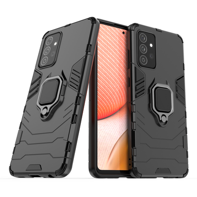 Husa Ring Armor Kickstand Tough Rugged Cover pentru Samsung Galaxy A72 4G Negru