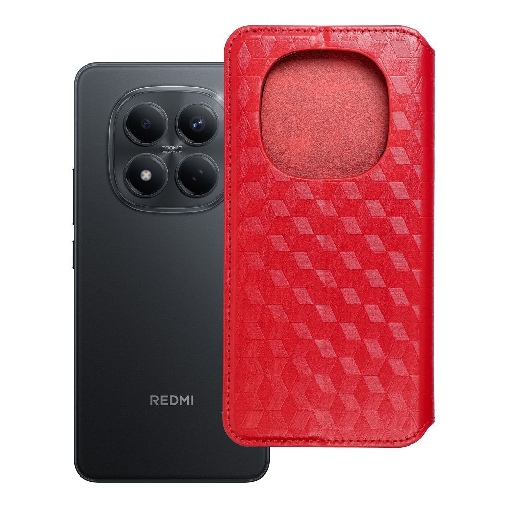 Husa Cubic Book Flip pentru Xiaomi Redmi Note 15 5G Rosu