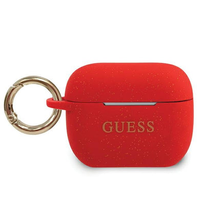 Husa Guess Silicone Glitter pentru AirPods Pro - Rosu