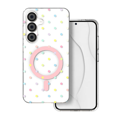 Husa Bubble Dots Mag pentru Samsung S24 / S25 Alb