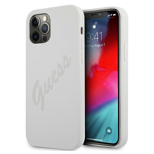 Husa Guess iPhone 12 Pro Max 6.7" Cream/Cream Hardcase Script Vintage