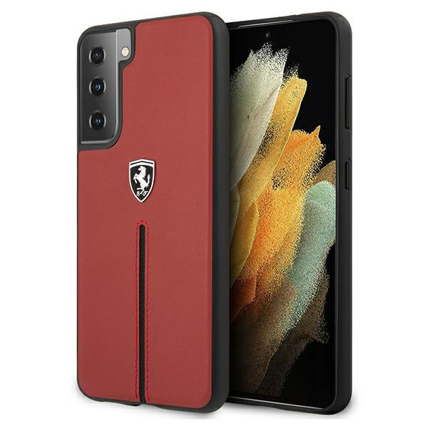 Husa Ferrari Feosihcs21mre S21+ G996 Rosu/Rosu Hardcase Off Track Leather Nylon Stripe