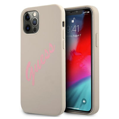 Husa Guess iPhone 12/12 Pro 6.1" Gri Roz/Gri Roz Hardcase Silicone Vintage