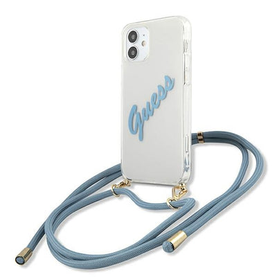 Husa Guess iPhone 12 Mini 5.4" Albastru/Albastru Hardcase Script Vintage