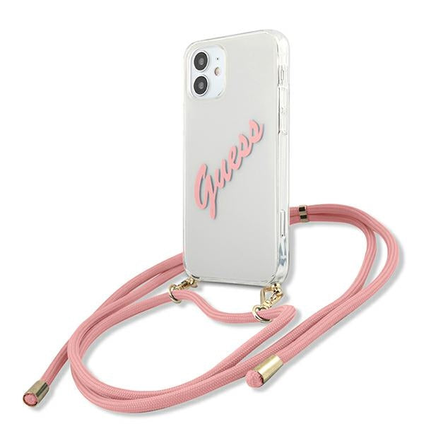 Husa Guess iPhone 12 Mini 5.4" Roz/Roz Hardcase Script Vintage