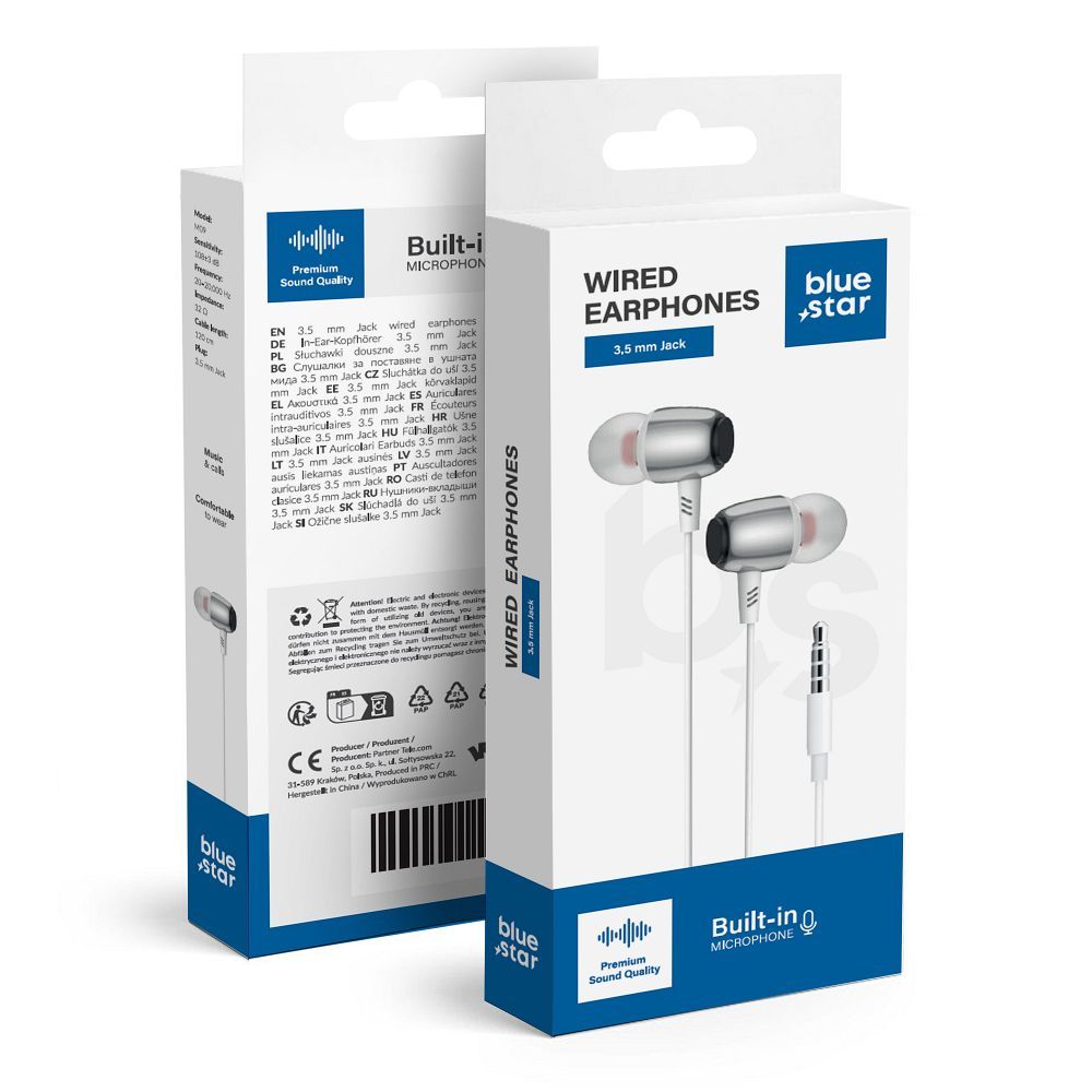 Casti Albastru Star Wire Jack 3,5 Mm M09 1,2 M Alb