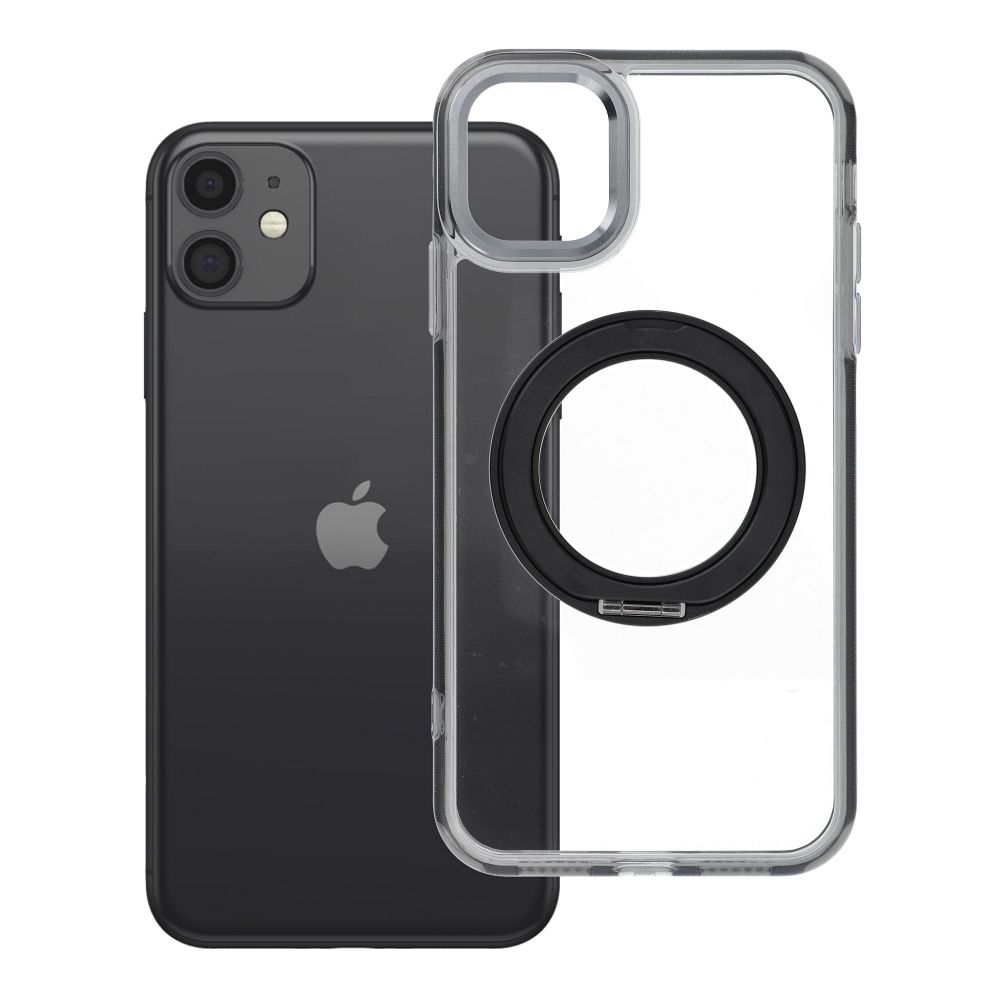 Husa pentru iPhone 11 Frame Circle Stand Compatible cu Magsafe Negru