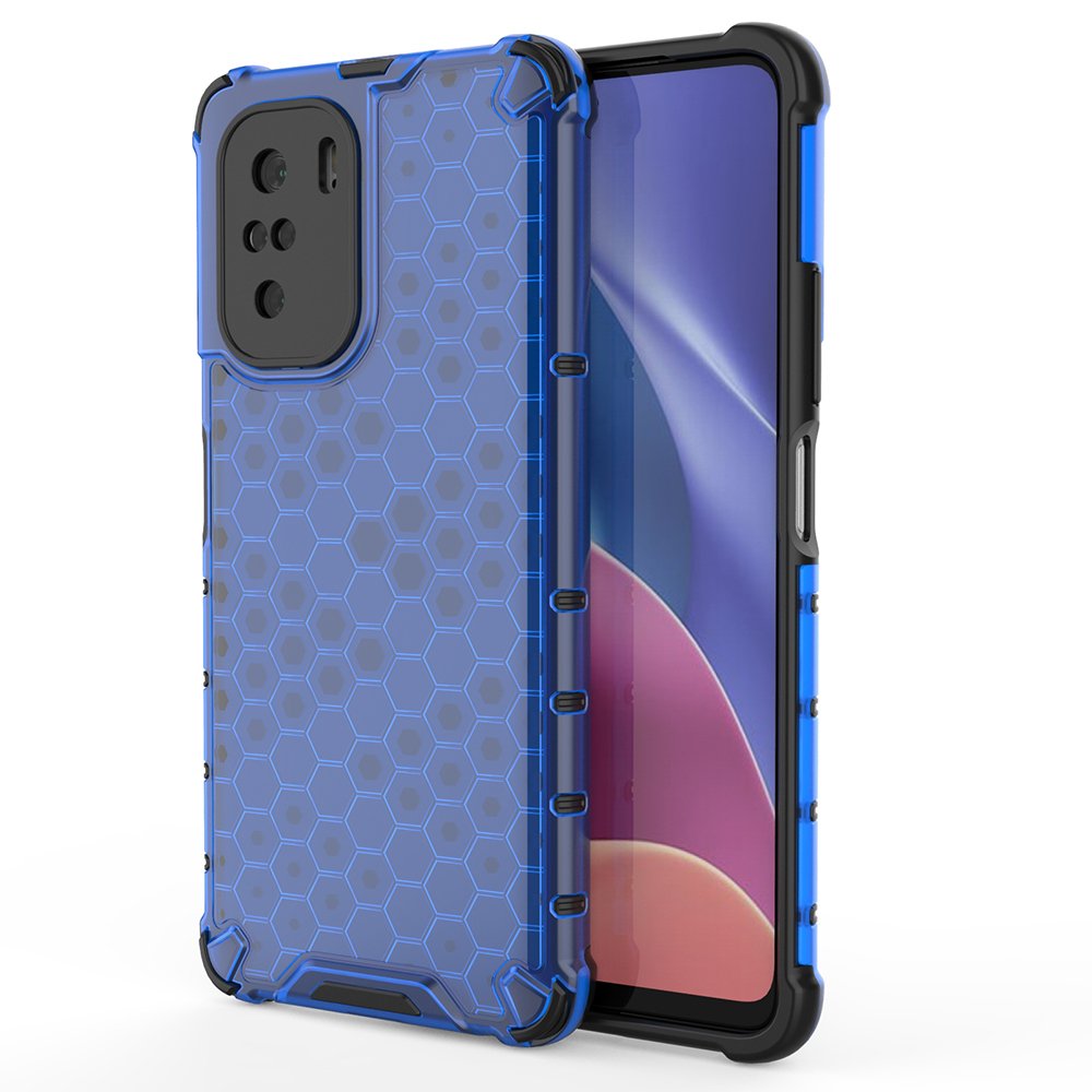 Husa Honeycomb Armor cu TPU Bumper pentru Xiaomi Redmi K40 Pro+ / K40 Pro / K40 / Poco F3 Albastru