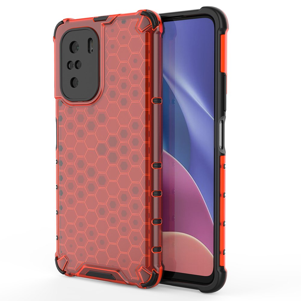 Husa Honeycomb Armor cu TPU Bumper pentru Xiaomi Redmi K40 Pro+ / K40 Pro / K40 / Poco F3 Rosu