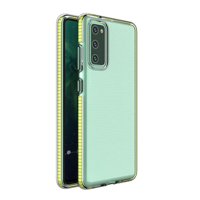Husa Spring Transparent TPU Gel Protective Cover cu Colorful Frame pentru Samsung Galaxy A72 4G Galben