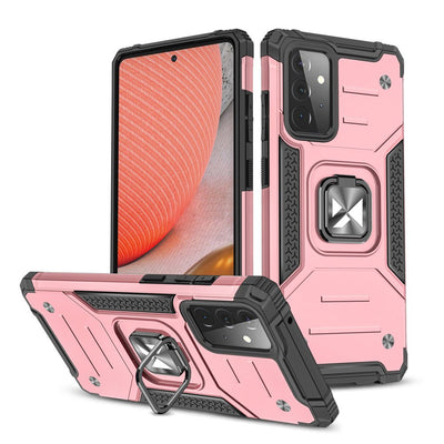 Husa Wozinsky Ring Armor Kickstand Tough Rugged Cover pentru Samsung Galaxy A72 4G Roz