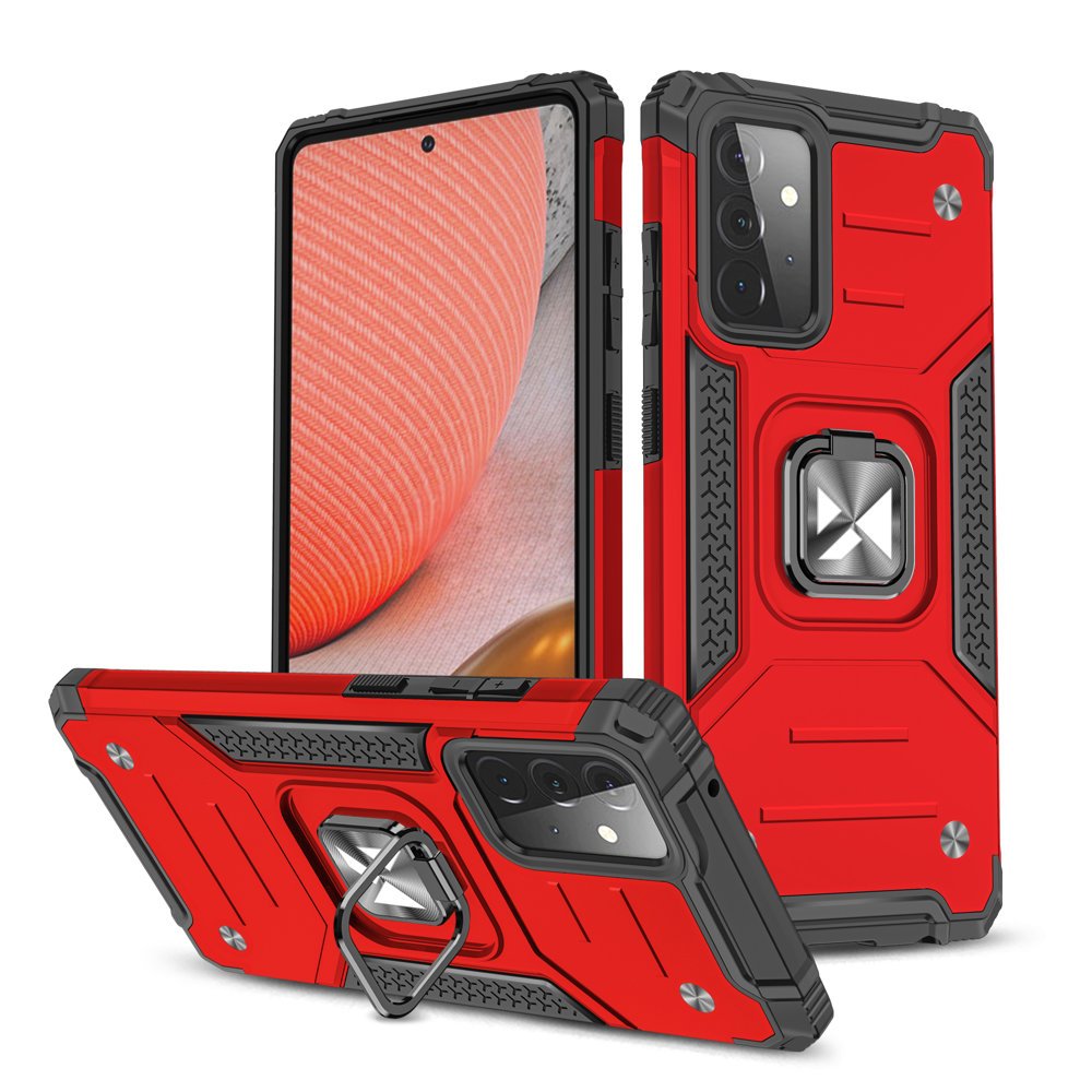 Husa Wozinsky Ring Armor Kickstand Tough Rugged Cover pentru Samsung Galaxy A72 4G Rosu
