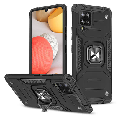 Husa Wozinsky Ring Armor Kickstand Tough Rugged Cover pentru Samsung Galaxy A42 5G Negru