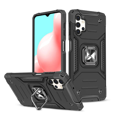 Husa Wozinsky Ring Armor Kickstand Tough Rugged Cover pentru Samsung Galaxy A32 5G Negru