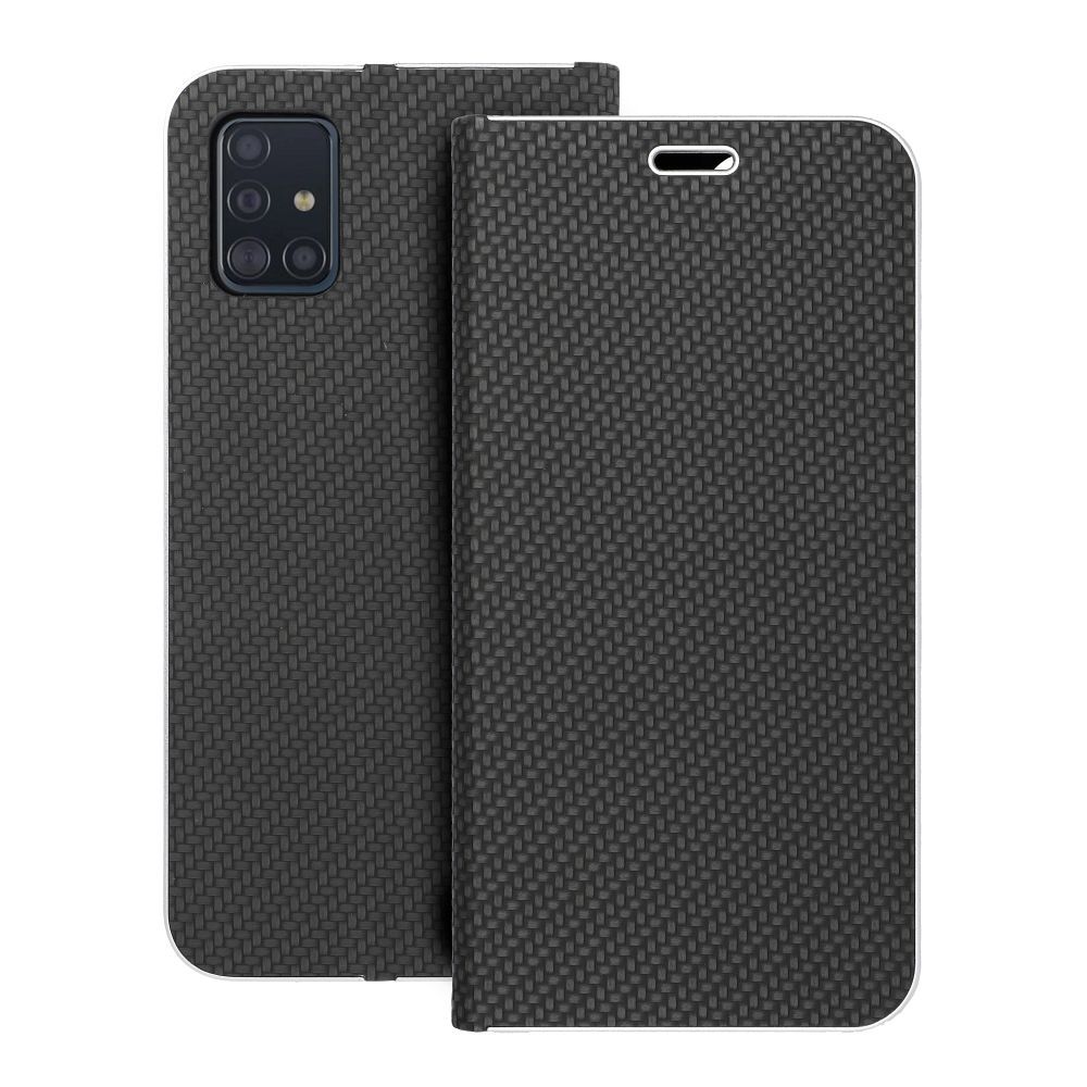 Husa Luna Book Carbon Flip pentru Samsung A51 Negru