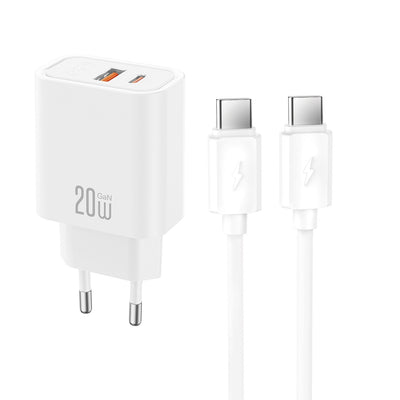 Cablu XO Incarcator priza Ce40 PD 20W 1x Usb-c 1x USB Alb + Usb-c - Usb-c