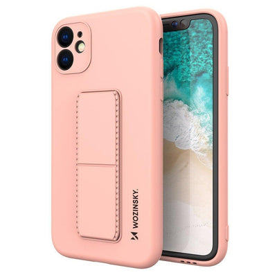 Husa Wozinsky Kickstand Silicone cu Stand Samsung Galaxy A22 4G Roz