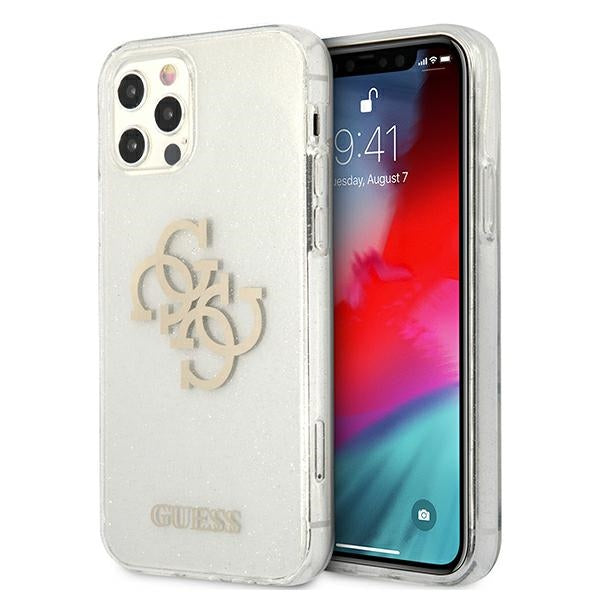 Husa Guess Guhcp12lpcugl4gtr iPhone 12 Pro Max 6.7" Transparent Hard Glitter 4G Big Logo