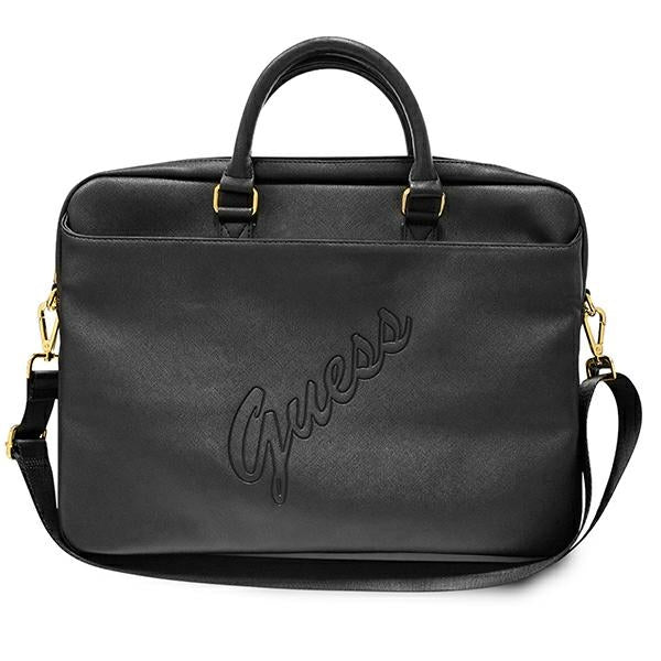 Geanta laptop Guess Saffiano Script 16" - Negru