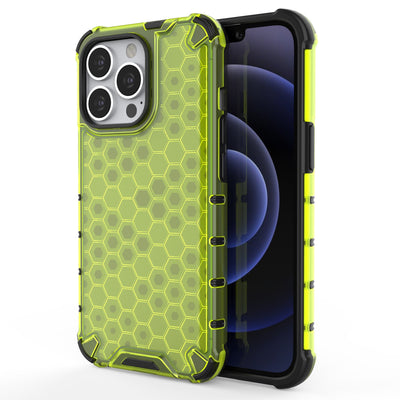 Husa Honeycomb Armor Cover cu TPU Bumper pentru iPhone 13 Pro Verde