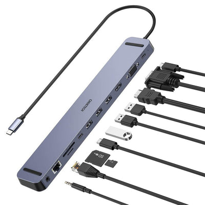 Adaptor Choetech Docking Station Multifunctional HUB USB Typ C 11in1 100W PD Gri