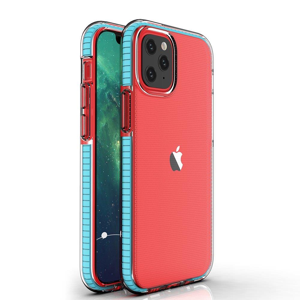 Husa Spring Transparent TPU Gel Protective Cover cu Colorful Frame pentru iPhone 13 Mini Albastru deschis