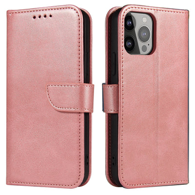Husa Magnet Elegant Bookcase Type cu Kickstand pentru iPhone 13 Pro Roz
