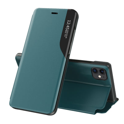 Husa Eco Leather View Elegant Bookcase Type cu Kickstand pentru iPhone 13 Pro Max Verde