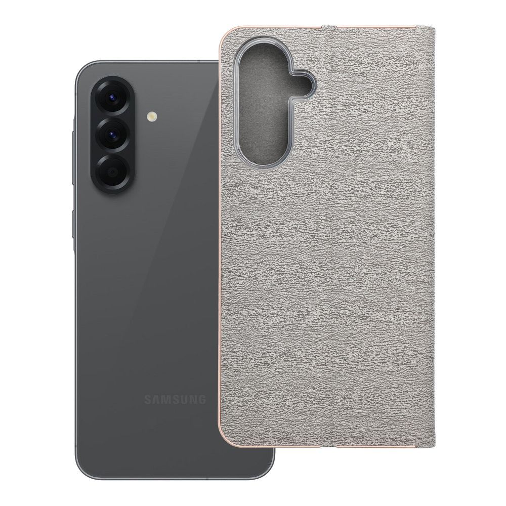 Husa Luna Book Auriu Flip pentru Samsung A56 5G Argintiu