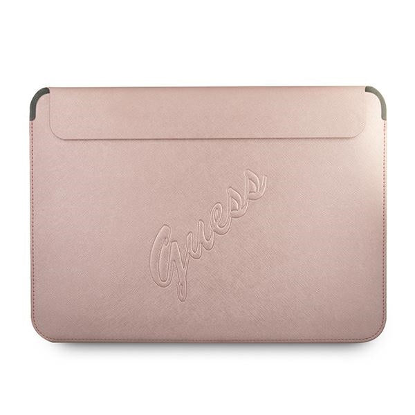 Husa laptop Guess Saffiano Script Cover pentru A 13" Laptop - Roz