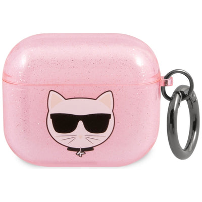 Husa Karl Lagerfeld Glitter Choupette pentru AirPods 3 - Roz