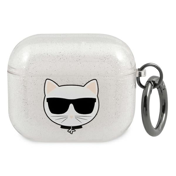Husa Karl Lagerfeld Glitter Choupette pentru AirPods 3 - Argintiu