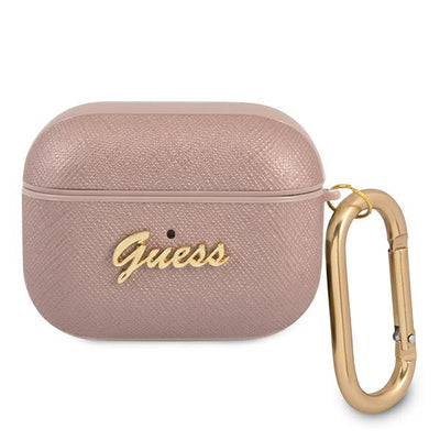 Husa Guess Guapsasmp AirPods Pro Cover Roz/Roz Saffiano Script Metal Collection