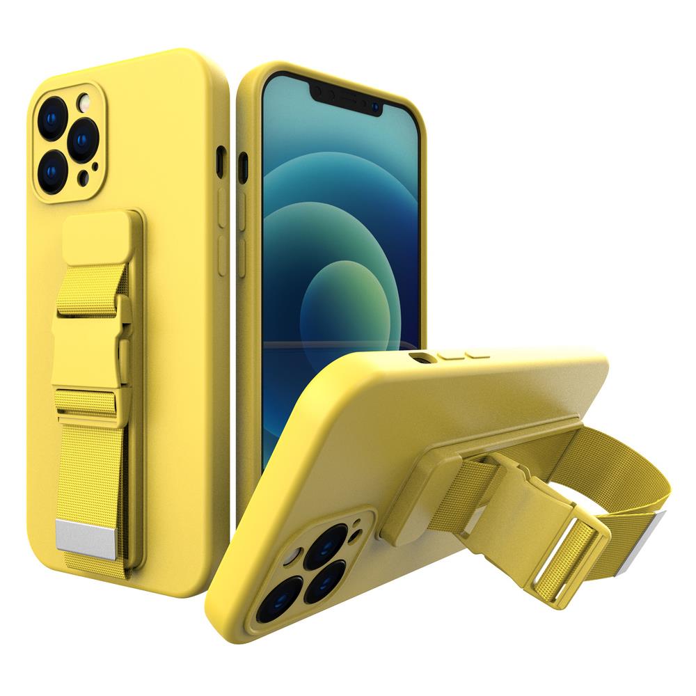 Husa Rope Gel cu A Chain Lanyard Bag Lanyard iPhone 13 Pro Galben