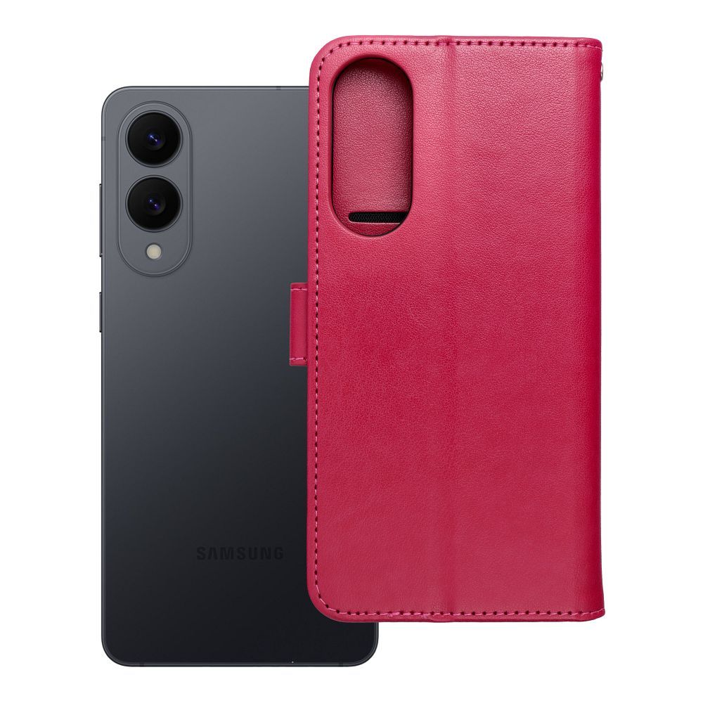 Husa Mezzo Book Flip pentru Samsung S25 Edge Teddy Bear Magenta